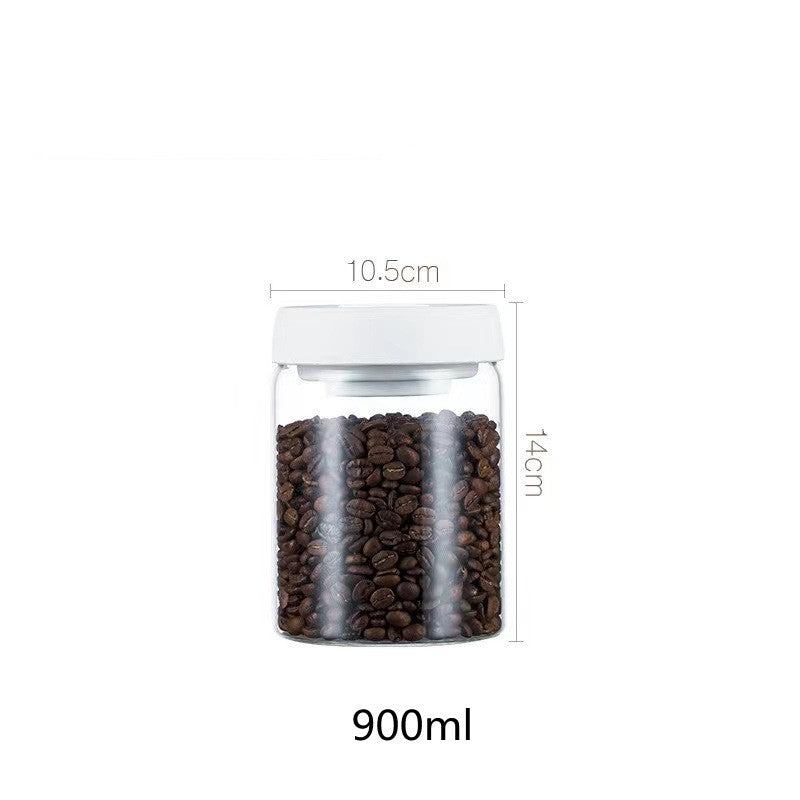 Vacuum Airtight Coffee Storage Jar | Glass Bean Canister