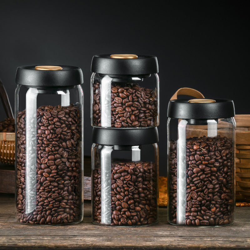 Vacuum Airtight Coffee Storage Jar | Glass Bean Canister
