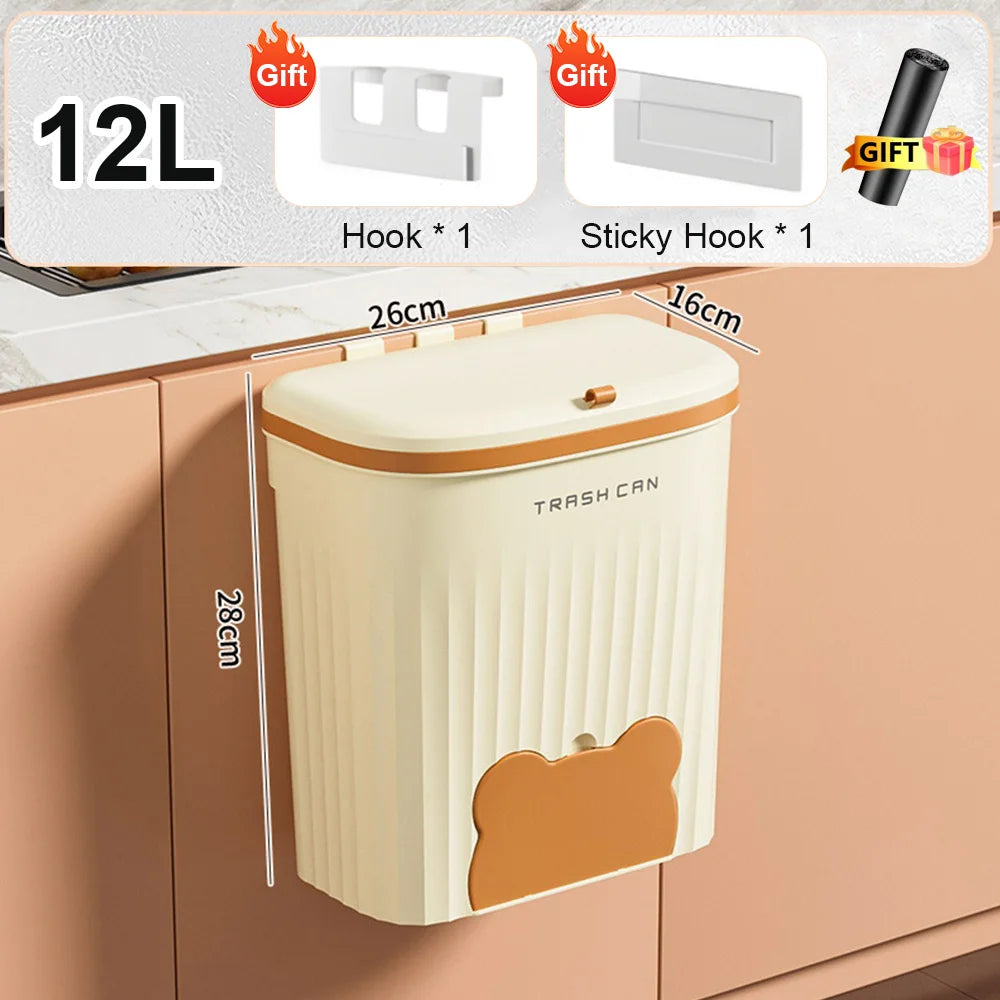 WallBin – Hanging Kitchen Trash Can with Lid (8.5L / 12L)