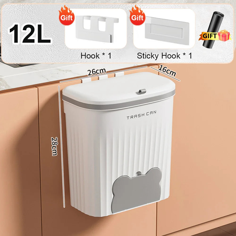 WallBin – Hanging Kitchen Trash Can with Lid (8.5L / 12L)