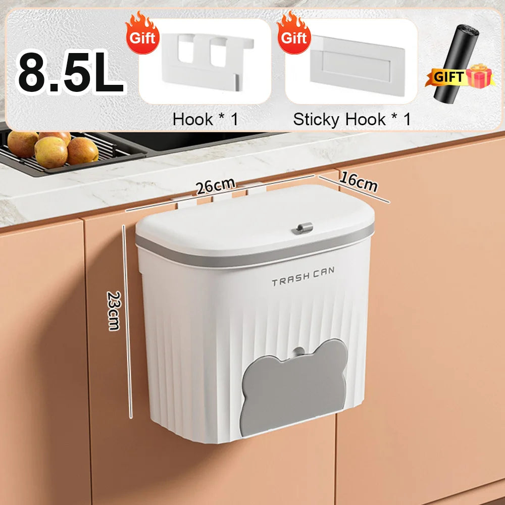 WallBin – Hanging Kitchen Trash Can with Lid (8.5L / 12L)