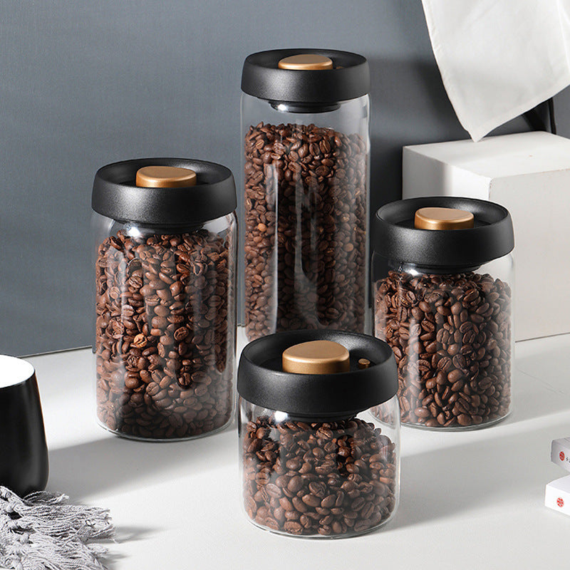Vacuum Airtight Coffee Storage Jar | Glass Bean Canister