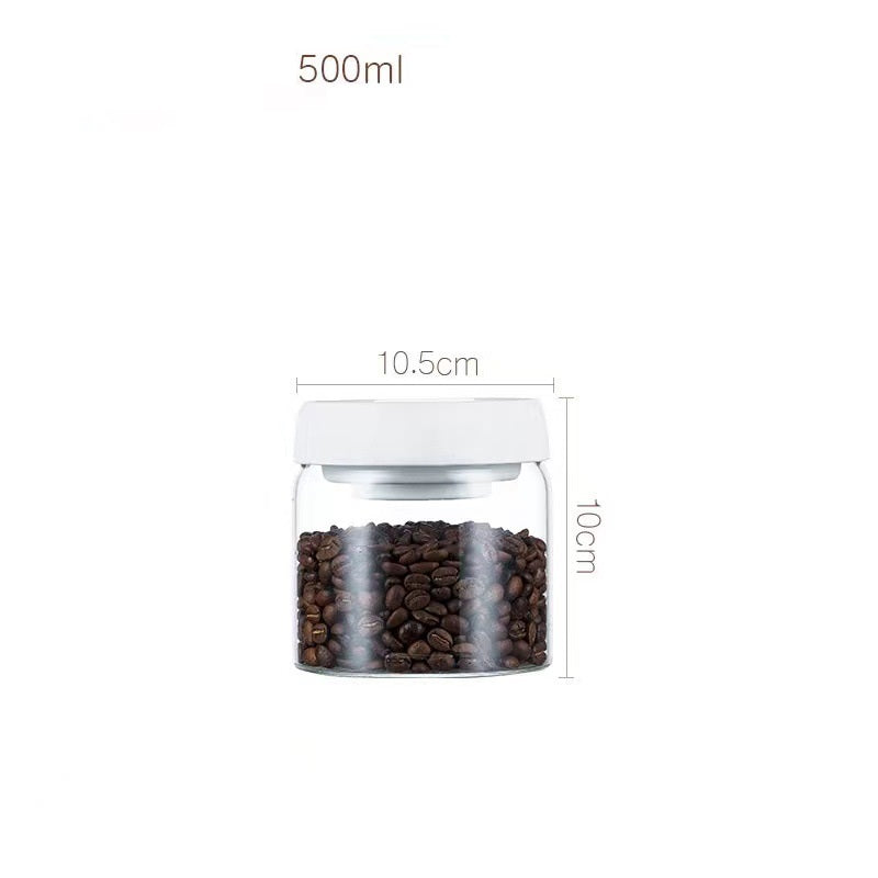 Vacuum Airtight Coffee Storage Jar | Glass Bean Canister