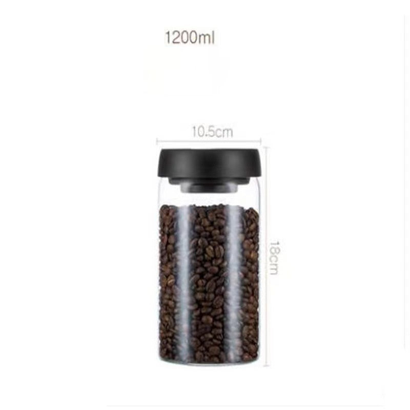 Vacuum Airtight Coffee Storage Jar | Glass Bean Canister