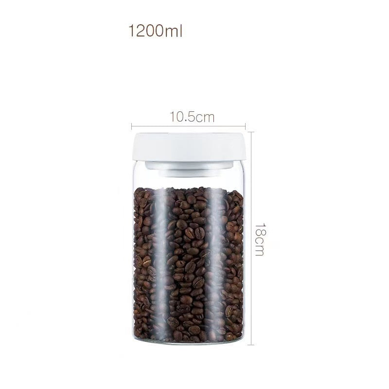 Vacuum Airtight Coffee Storage Jar | Glass Bean Canister